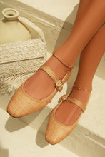 Load image into Gallery viewer, Eleni Mary Jane Raffia Flats - Natural
