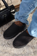 Let's Get Cozy Slip On Flats - Black