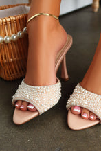 Load image into Gallery viewer, Crystal Pearl Embellished Mid Heel Mules - Nude
