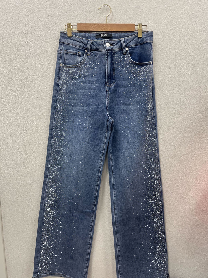 Load image into Gallery viewer, Clarise Embellished Denim Jean - Denim
