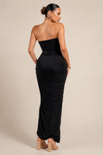 Load image into Gallery viewer, Itzel Strapless Ruched Maxi Dress - Black
