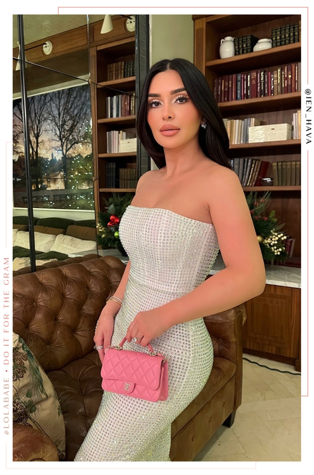 Load image into Gallery viewer, Emely Embellished Strapless Maxi Dress - White
