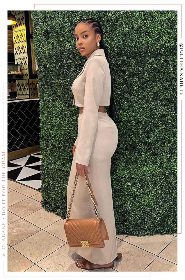 Load image into Gallery viewer, Business Talk Two Piece Blazer Skirt Set - Nude

