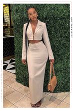 Load image into Gallery viewer, Business Talk Two Piece Blazer Skirt Set - Nude
