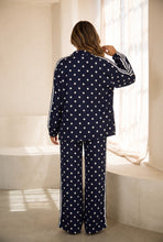 Load image into Gallery viewer, Janelle Polka Dot Track Pants Set - Navy
