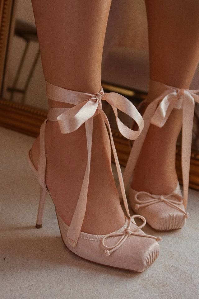 Load image into Gallery viewer, Klara Ballet Lace Up Heels - Nude
