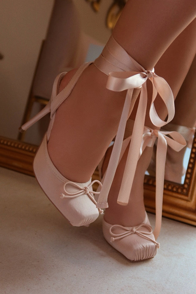 Load image into Gallery viewer, Klara Ballet Lace Up Heels - Nude
