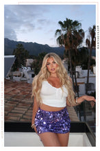 Load image into Gallery viewer, Amania Sequins Mini Skirt - Purple

