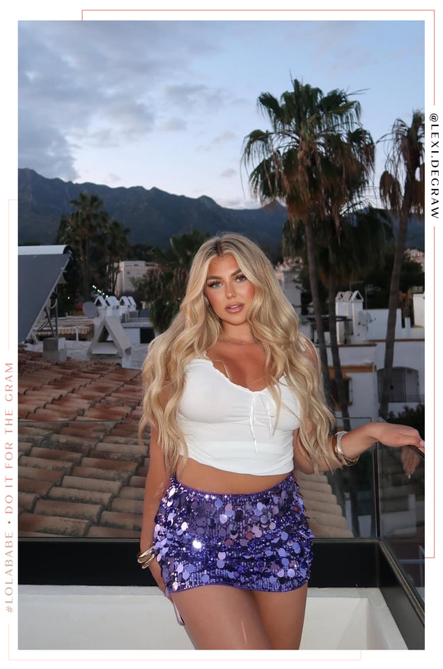 Load image into Gallery viewer, Amania Sequins Mini Skirt - Purple
