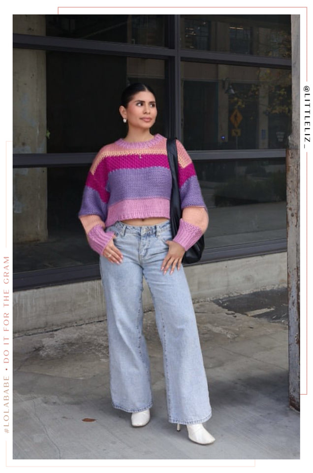 Load image into Gallery viewer, Cozy Season Long Sleeve Cropped Sweater - Multi
