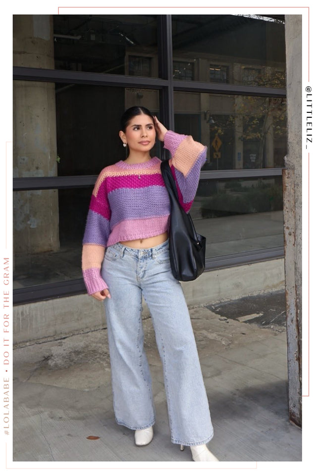 Load image into Gallery viewer, Cozy Season Long Sleeve Cropped Sweater - Multi
