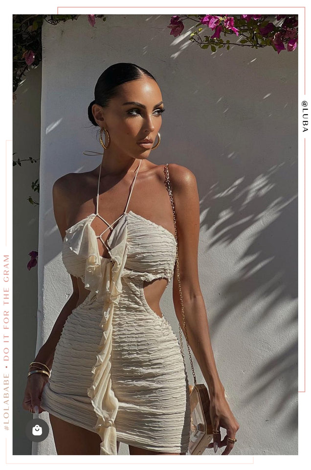 Load image into Gallery viewer, Ivory Ruffles Detail Dress
