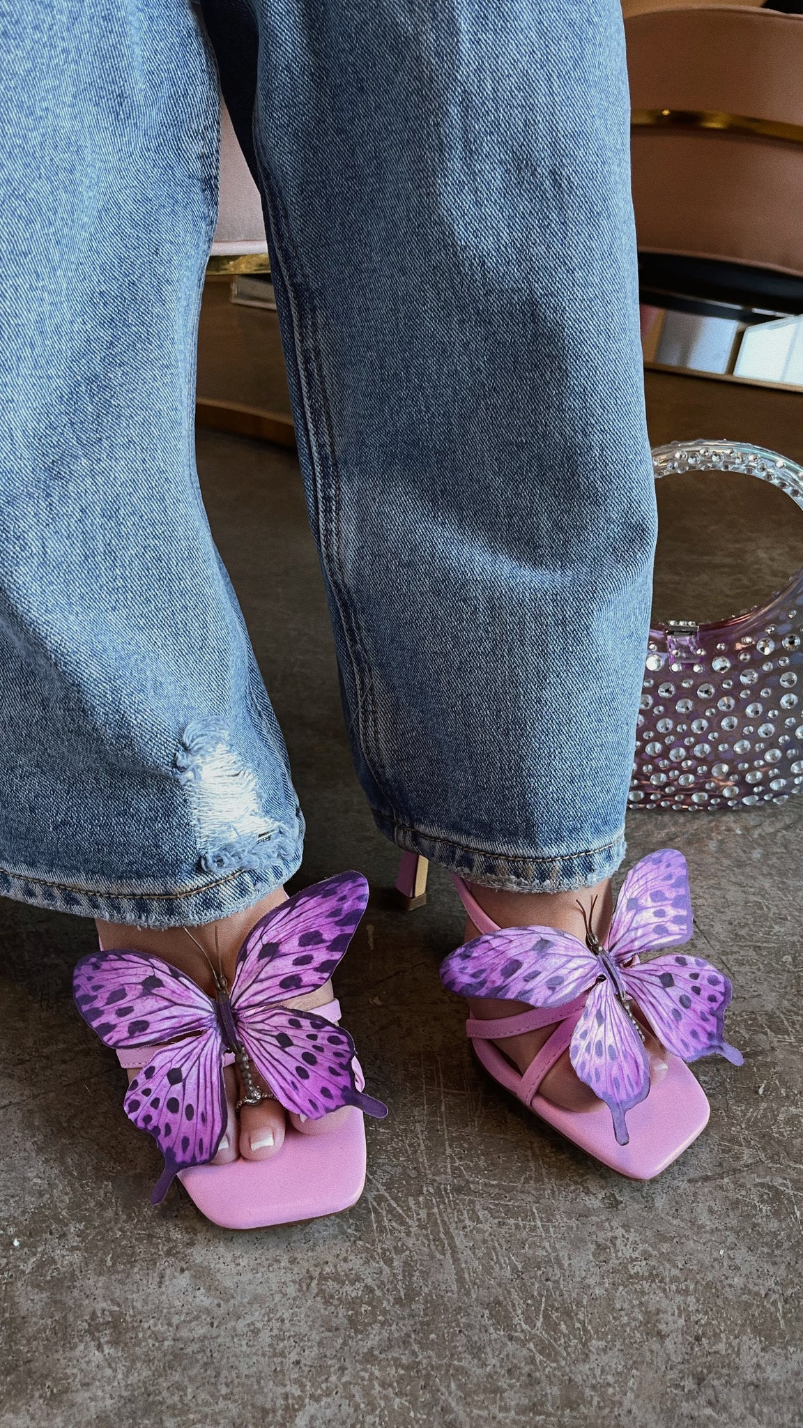 Miss Lola | Mariposa Pink Butterfly Mule Heels – MISS LOLA