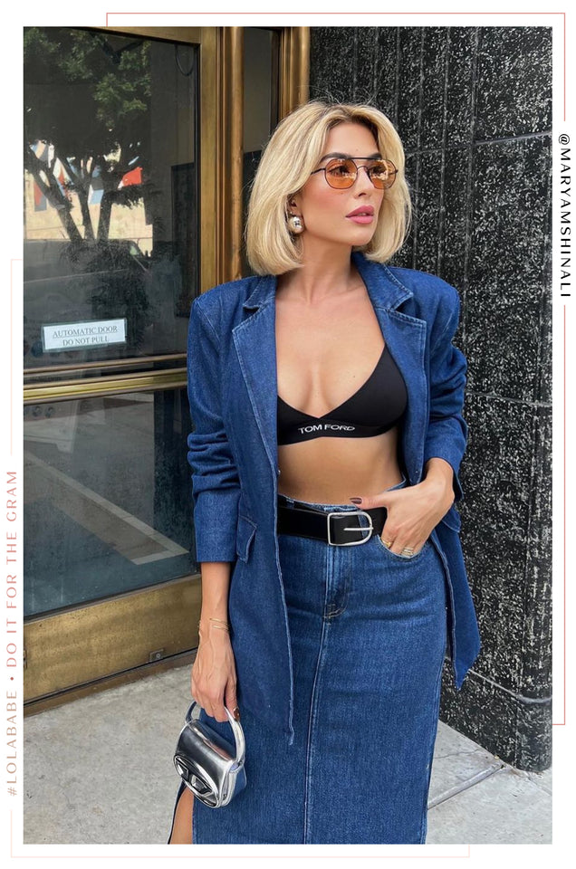 Load image into Gallery viewer, Notched Collar Blue Wash Denim Blazer
