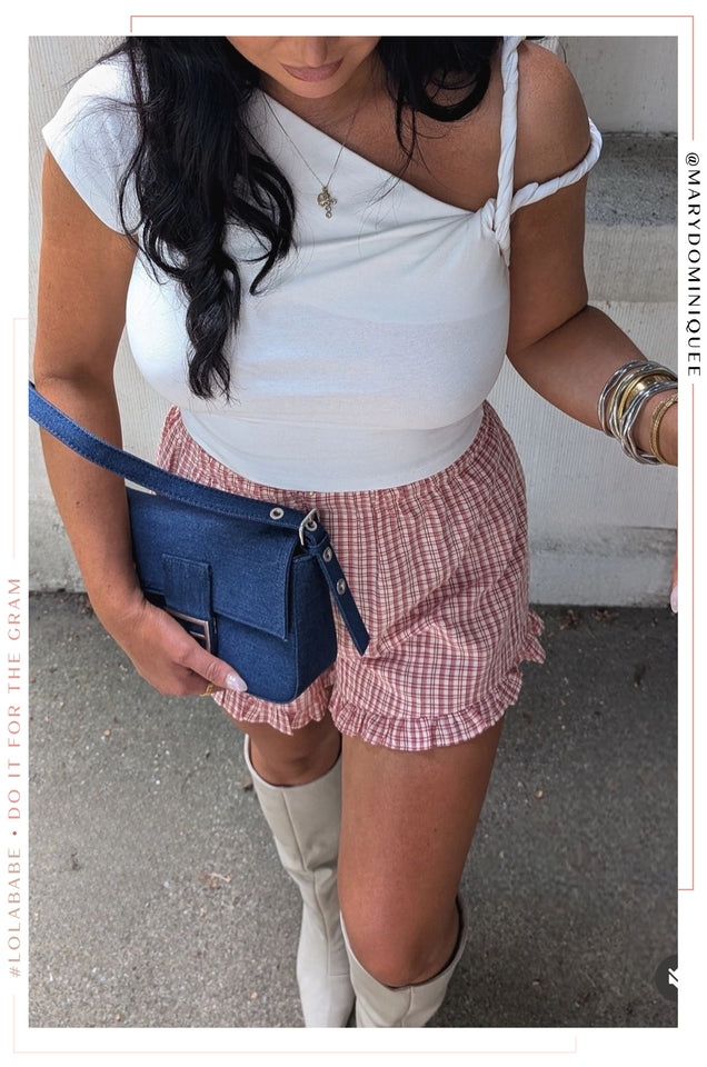 Load image into Gallery viewer, Cierra Ruffle Boxer Short - Cherry Plaid
