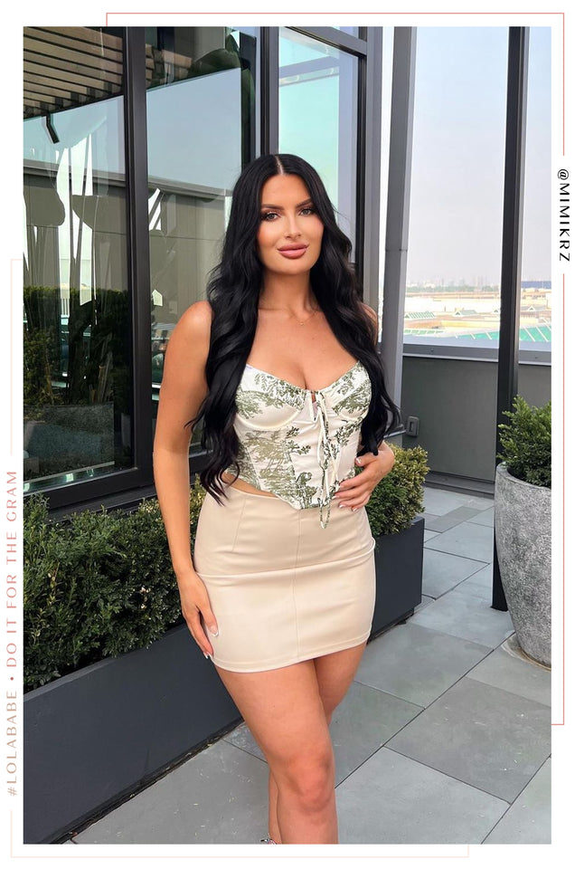 Load image into Gallery viewer, Ivory and Green Corset
