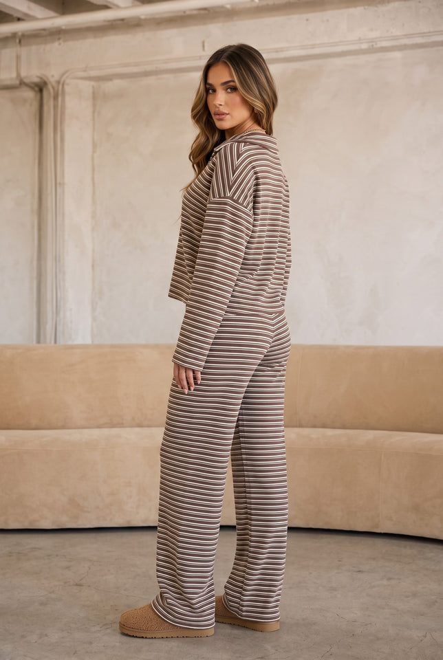 Load image into Gallery viewer, Movie Night Striped Lounge Set – Brown
