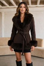 Load image into Gallery viewer, Nadia Faux Fur Belted Coat – Brown

