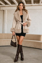 Load image into Gallery viewer, Nadia Faux Fur Belted Coat – Nude
