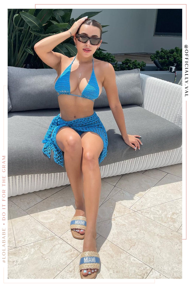 Load image into Gallery viewer, Crochet Blue Bikini
