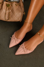Load image into Gallery viewer, Darla Ruched Bow Pointed Toe Flat Mules - Pink
