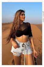 Load image into Gallery viewer, Kyrie Long Sleeve Sheer Top - Black
