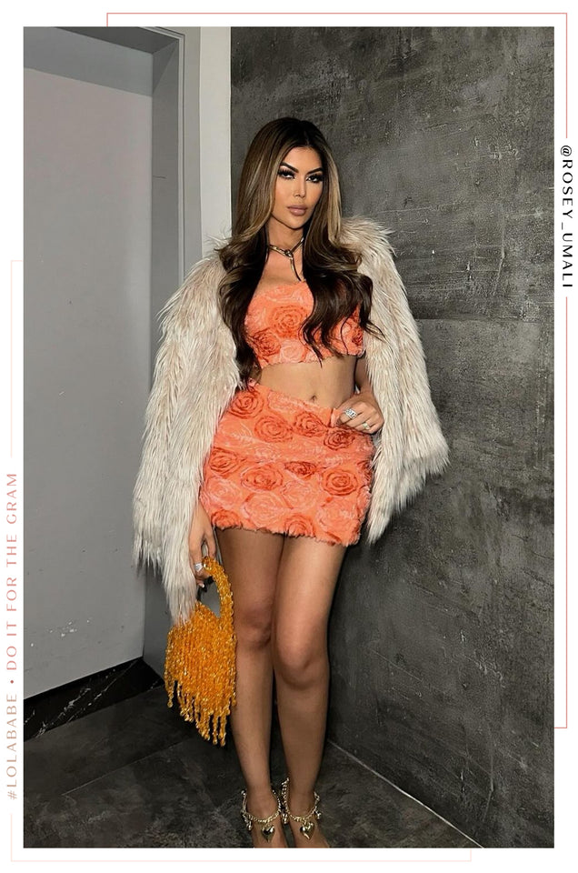 Miss Lola Noele Coral Two Piece Mini Skirt Set MISS LOLA