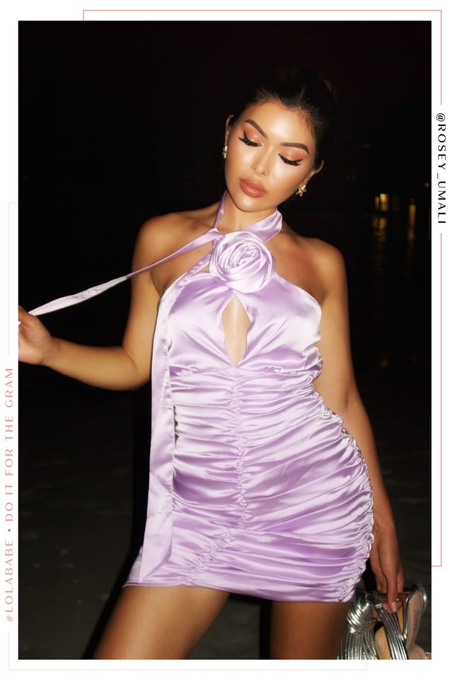 Load image into Gallery viewer, Dance All Night Halter Neck Mini Dress - Lilac
