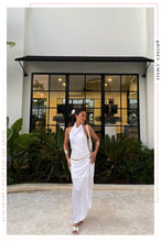 Load image into Gallery viewer, Love Oasis Halter Neck Satin Dress - White
