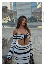 Load image into Gallery viewer, Melissa Two Piece Crochet Skirt Set - Black White
