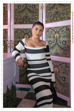 Load image into Gallery viewer, Black and White Long Sleeve Maxi Dress
