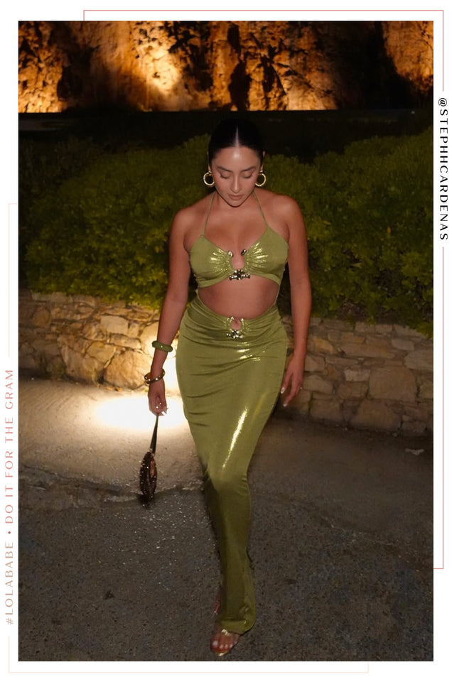 Load image into Gallery viewer, Syani Metallic Maxi Dress - Green
