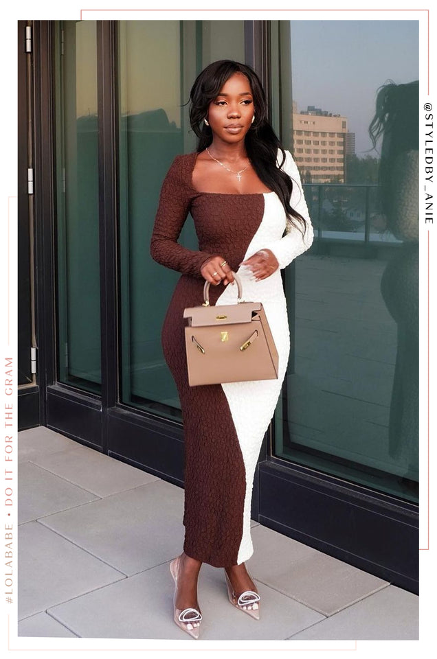 Load image into Gallery viewer, Khari Long Sleeve Maxi Dress - Brown Multi
