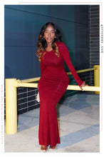 Load image into Gallery viewer, Kayri Long Sleeve Knit Dress - Burgundy
