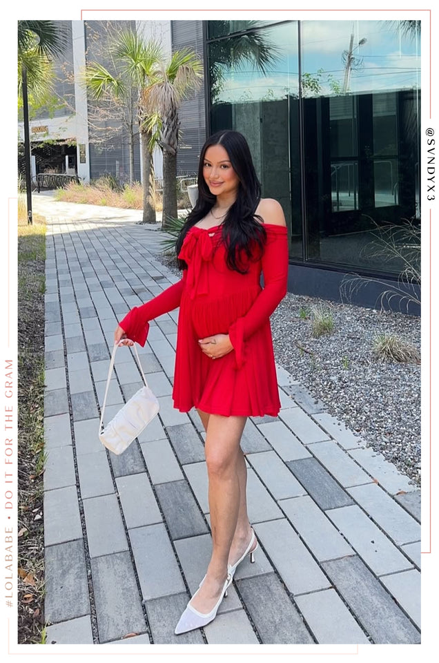 Load image into Gallery viewer, Labella Off The Shoulder Mini Dress - Red
