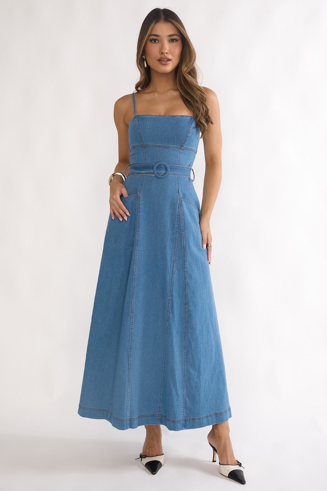 Denim Midi Dress for Women