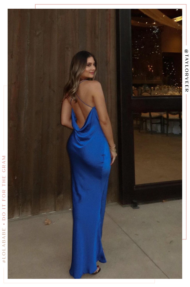 Load image into Gallery viewer, Open Back Satin Maxi Dress
