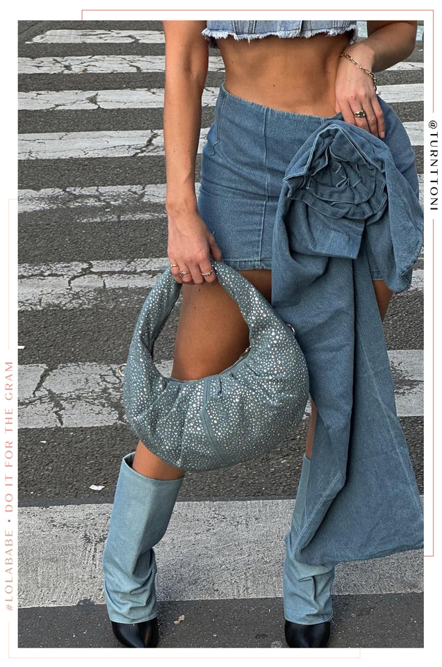 Load image into Gallery viewer, Makaila Embellished Bag - Denim
