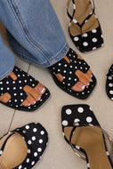 Lori Polka Dot Slip On Flat  Sandals - Black