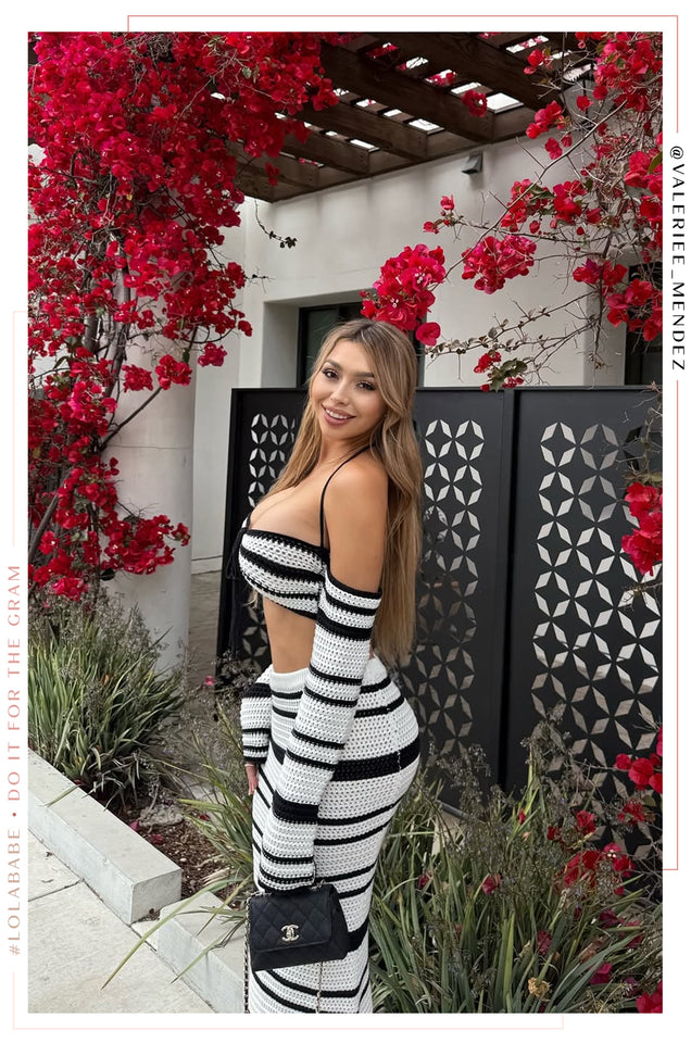 Load image into Gallery viewer, Melissa Two Piece Crochet Skirt Set - Black White
