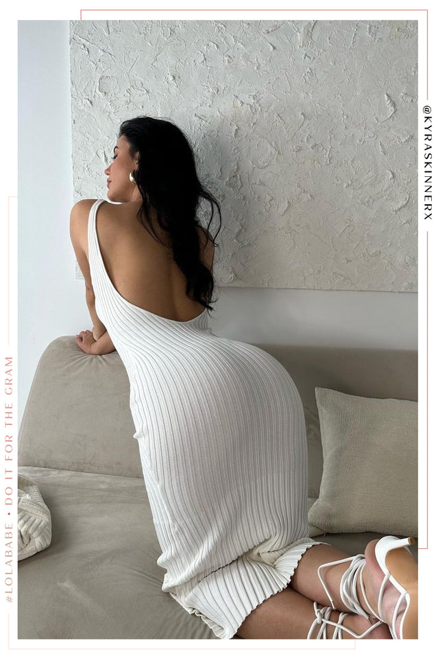 Load image into Gallery viewer, Veronica Open Back Ribbed Dress - White
