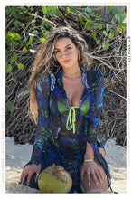 Load image into Gallery viewer, Blue Black Printed Mesh Dress
