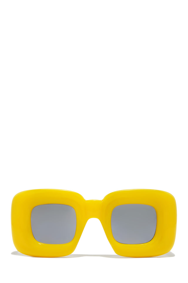 Load image into Gallery viewer, Gray Uv Protection Lenses On Yellow Sunglasses
