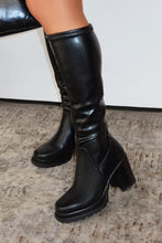 Load image into Gallery viewer, Addie Lug Sole Block Heel Boots - Black
