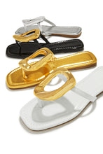 Load image into Gallery viewer, Adelia Slip On Thong Strap Sandals - Silver

