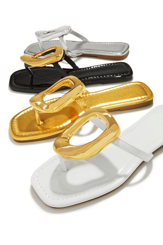 Load image into Gallery viewer, Adelia Slip On Thong Strap Sandals - Silver
