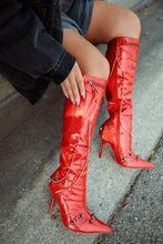 Load image into Gallery viewer, Adison Metallic Knee High Boots - Red
