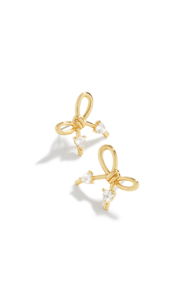 Load image into Gallery viewer, Alahna Embellished Bow Tie Earring - Gold
