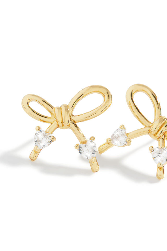 Load image into Gallery viewer, Alahna Embellished Bow Tie Earring - Gold

