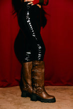 Load image into Gallery viewer, Alix Knee High Buckle Combat Boots- Brown
